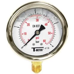 SFERACO Manomètre Inox Bain Glycérine Ø63 Mâle 8-13 Radial 4 Bars