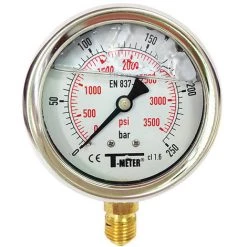 SFERACO Manomètre Inox Bain Glycérine Ø63 Mâle 8-13 Radial 250 Bars