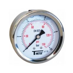 Manomètre Boitier Inox à Bain De Glycérine RADIAL Mâle 1/4" (8/13) - Pression 0 / 60 Bar - Sferaco