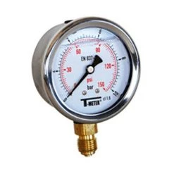 Manomètre Boitier Inox à Bain De Glycérine RADIAL Mâle 1/2" (15/21) - Ø100 - Pression 0 / 100 Bar - Sferaco