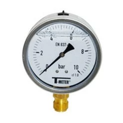 Manomètre Boitier Inox à Bain De Glycérine RADIAL Mâle 1/2" (15/21) - Ø100 - Pression 0 / 400 Bar - Sferaco