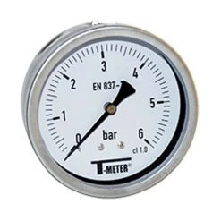 Manomètre Boitier Inox à Bain De Glycérine AXIAL Mâle 1/2" (15/21) - Ø100 - Pression 0 / 2.5 Bar - Sferaco