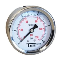 Manomètre Boitier Inox à Bain De Glycérine AXIAL Mâle 1/4" (8/13) - Ø63 - Pression 0 / 60 Bar - Sferaco