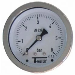 Manomètre TOUT Inox à Cadran Sec AXIAL Mâle 1/4" (8/13) - Ø63 - Pression 0 / 25 Bar - Sferaco