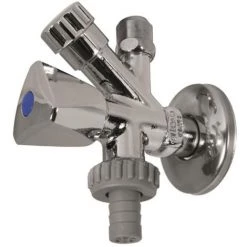 Robinet Machine à Laver Laiton Chromé équerre Combiné M1/2" (15/21) - Sortie M3/4" (20/27) - Sferaco