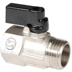 Mini-vanne Laiton Nickelé Mâle Femelle 3/8" (12/17) - Sferaco