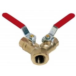 Vanne à Sphère Laiton Trois Voies En Y - Poignée Plate - Femelle 1/2" (15/21) - Sferaco