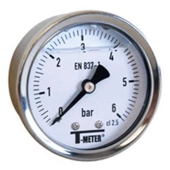 SFERACO Manomètre Boitier Inox à Bain De Glycérine AXIAL Mâle 1/4" (8/13) - Ø50 - 0 à 16 Bar