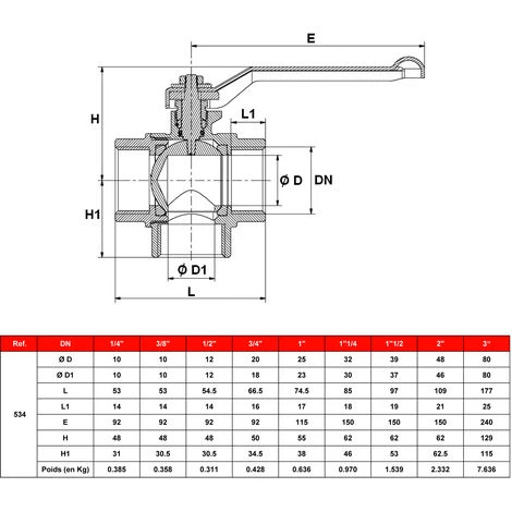 Vanne à Sphère Laiton PN25 Série 3 Voies - Lumière En L - F 1/2'' (15/21) - Sferaco 4 Vanne à Sphère Laiton PN25 Série 3 Voies - Lumière En L - F 1/2'' (15/21) - Sferaco – Image 2