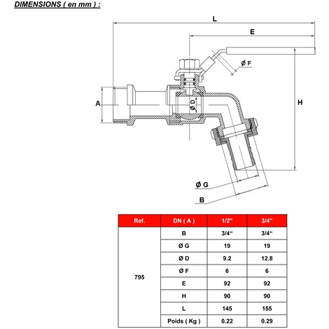 Robinet De Puisage INOX Cadenassable 1/2" (15/21) Raccord Au Nez 3/4" (20/27) - Sferaco 4 Robinet De Puisage INOX Cadenassable 1/2" (15/21) Raccord Au Nez 3/4" (20/27) - Sferaco – Image 2