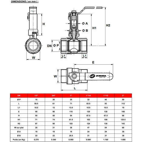 SFERACO Vanne à Sphère à Prolongateur PN25 NF ACS Poignée Plate Verte F/F 1" (26x34) 4 SFERACO Vanne à Sphère à Prolongateur PN25 NF ACS Poignée Plate Verte F/F 1" (26x34) – Image 2