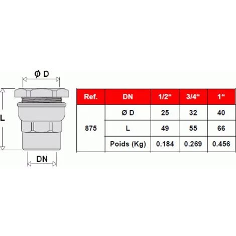 SFERACO Raccord DECA Laiton Tube PE Ø32 - Droit Femelle Réduit 3/4" (20/27) 4 SFERACO Raccord DECA Laiton Tube PE Ø32 - Droit Femelle Réduit 3/4" (20/27) – Image 2