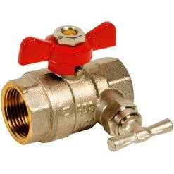 Vanne à Sphère PN30 Passage Intégral ACS Papillon Rouge F/F à Purge 1/2"(15x21) SFERACO