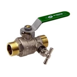 Vanne à Sphère Passage Intégral PN25 NF ACS Poignée Plate Verte MM à Purge 1/2" (15x21) SFERACO