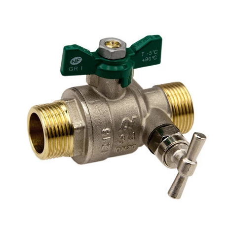 Vanne à Sphère NF PN25 Passage Intégral ACS Papillon Vert M/M à Purge 1''(26x34) SFERACO 3 Vanne à Sphère NF PN25 Passage Intégral ACS Papillon Vert M/M à Purge 1''(26x34) SFERACO