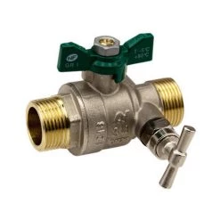 Vanne à Sphère NF PN25 Passage Intégral ACS Papillon Vert M/M à Purge 3/4''(20x27) SFERACO