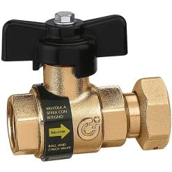 SFERACO Vanne à Sphère Compteur Droit Avec Clapet Anti-retour Femelle 3/4" (20x27) - écrou Tournant 3/4" (20x27)