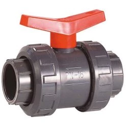 SFERACO Vanne à Sphère PVC-U PN16 - Raccord Ø25 - Passage Ø20 - à Coller - Manette Rouge