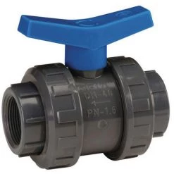 SFERACO Vanne à Sphère PVC-U PN16 Raccord Ø3/4" (20x27) - Passage Ø20 - à Visser - Manette Bleue