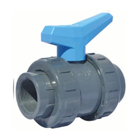 SFERACO Vanne à Sphère PVC-U PN16 Raccord Femelle Ø1"1/4 (33x42) - Passage Ø32 - à Visser - Manette Bleue 3 SFERACO Vanne à Sphère PVC-U PN16 Raccord Femelle Ø1"1/4 (33x42) - Passage Ø32 - à Visser - Manette Bleue