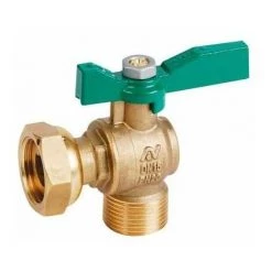 Vanne à Sphère Laiton équerre Pour Compteur Sferaco - Male 1/2“ - Ecrou Prisonnier 3/4“