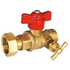 Vanne Et Robinet Laiton - Robinet Compteur Droit à Purge Inversée - écrou Tournant - Manette Papillon Rouge - MM 3/4''-3/4'' De Sferaco