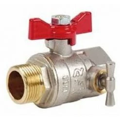 SFERACO Vanne à Sphère Laiton à Purge - Mâle/Femelle - Ø3/4" - Manette Papillon Rouge - Rouge